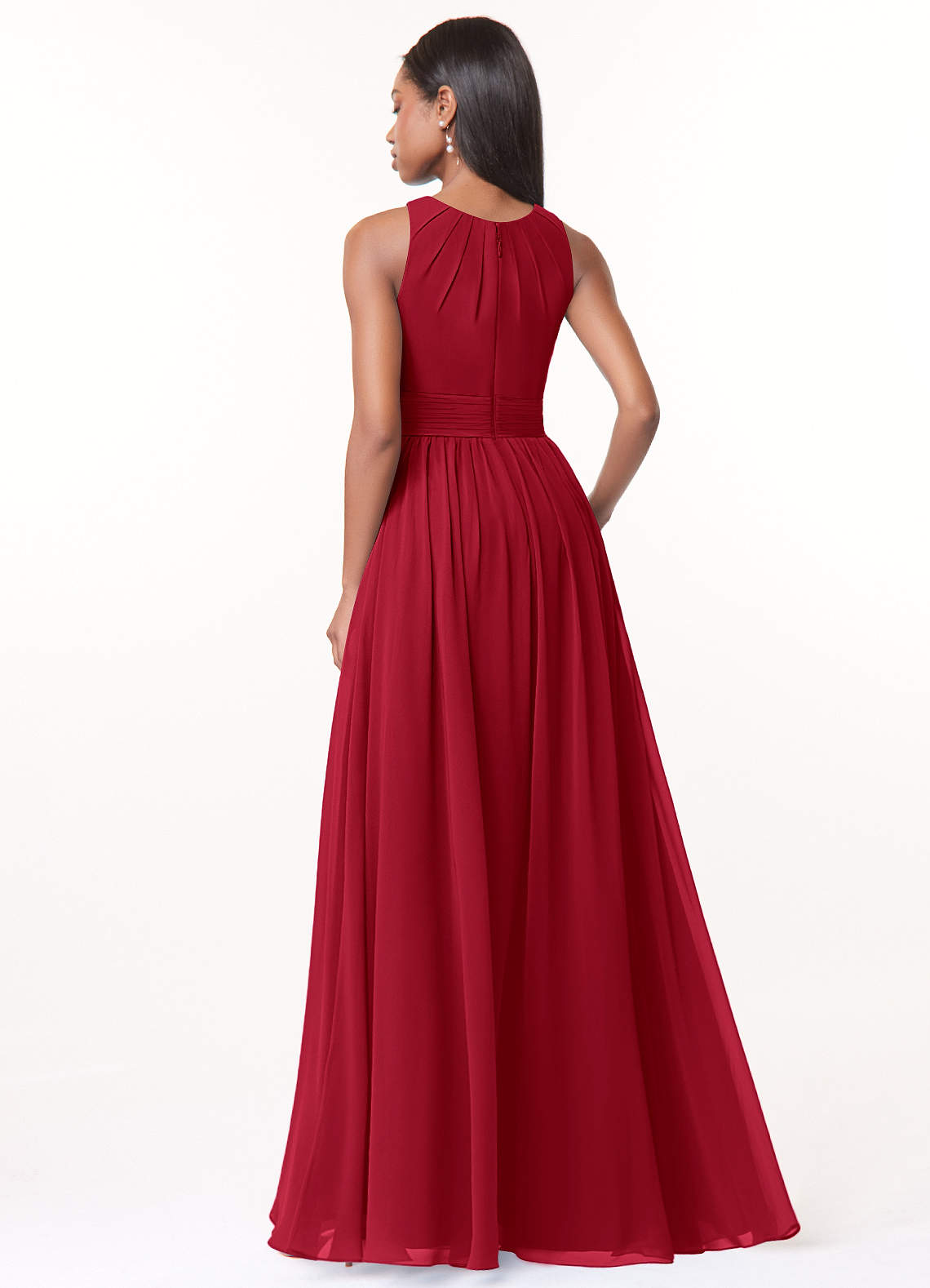 Harper A-Line Scoop-Neck Chiffon Bridesmaid Dress in Burgundy