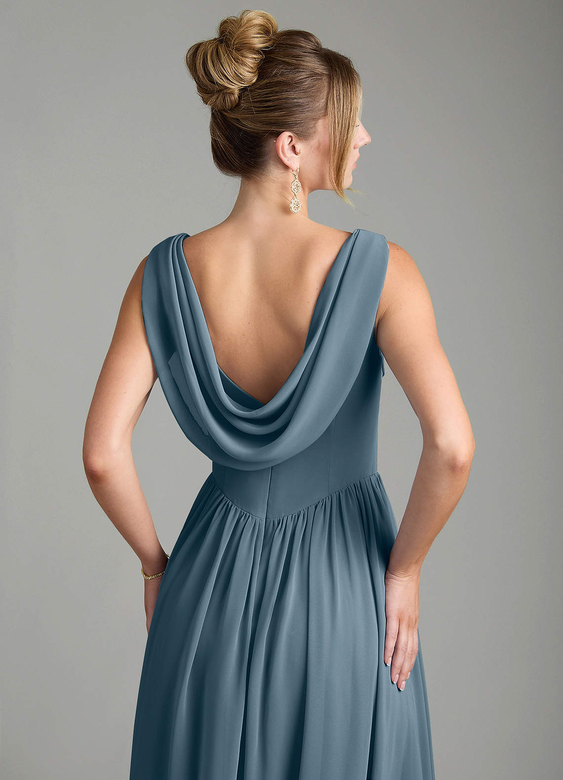 Novi A-Line Square-Neck Chiffon Bridesmaid Dress in Twilight