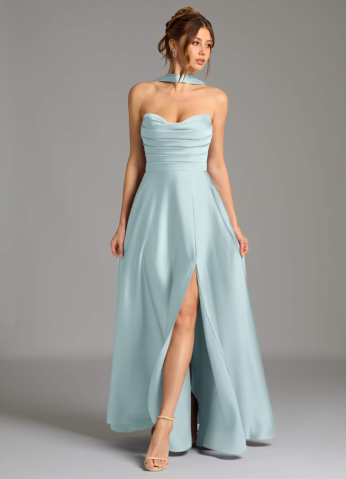 Ayla A-Line Sweetheart Stretch Satin Bridesmaid Dress in Mist