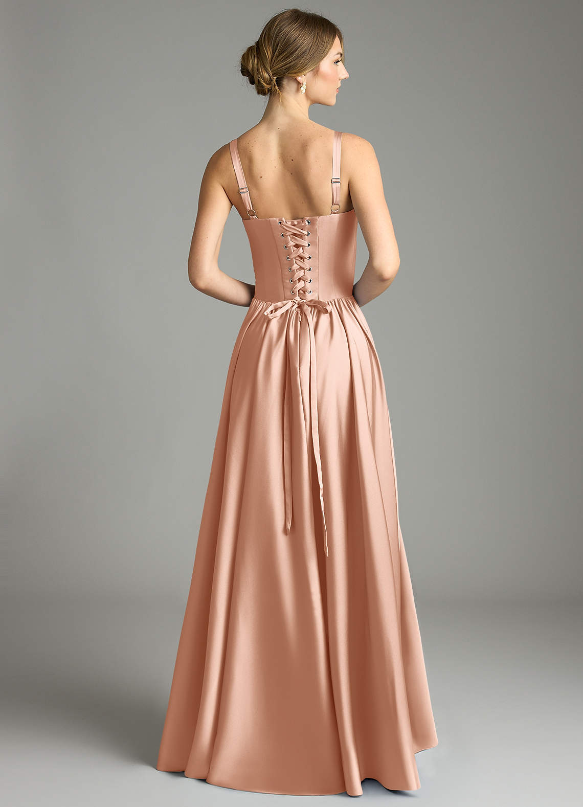 Evadina A-Line Sweetheart Stretch Satin Bridesmaid Dress in rose gold