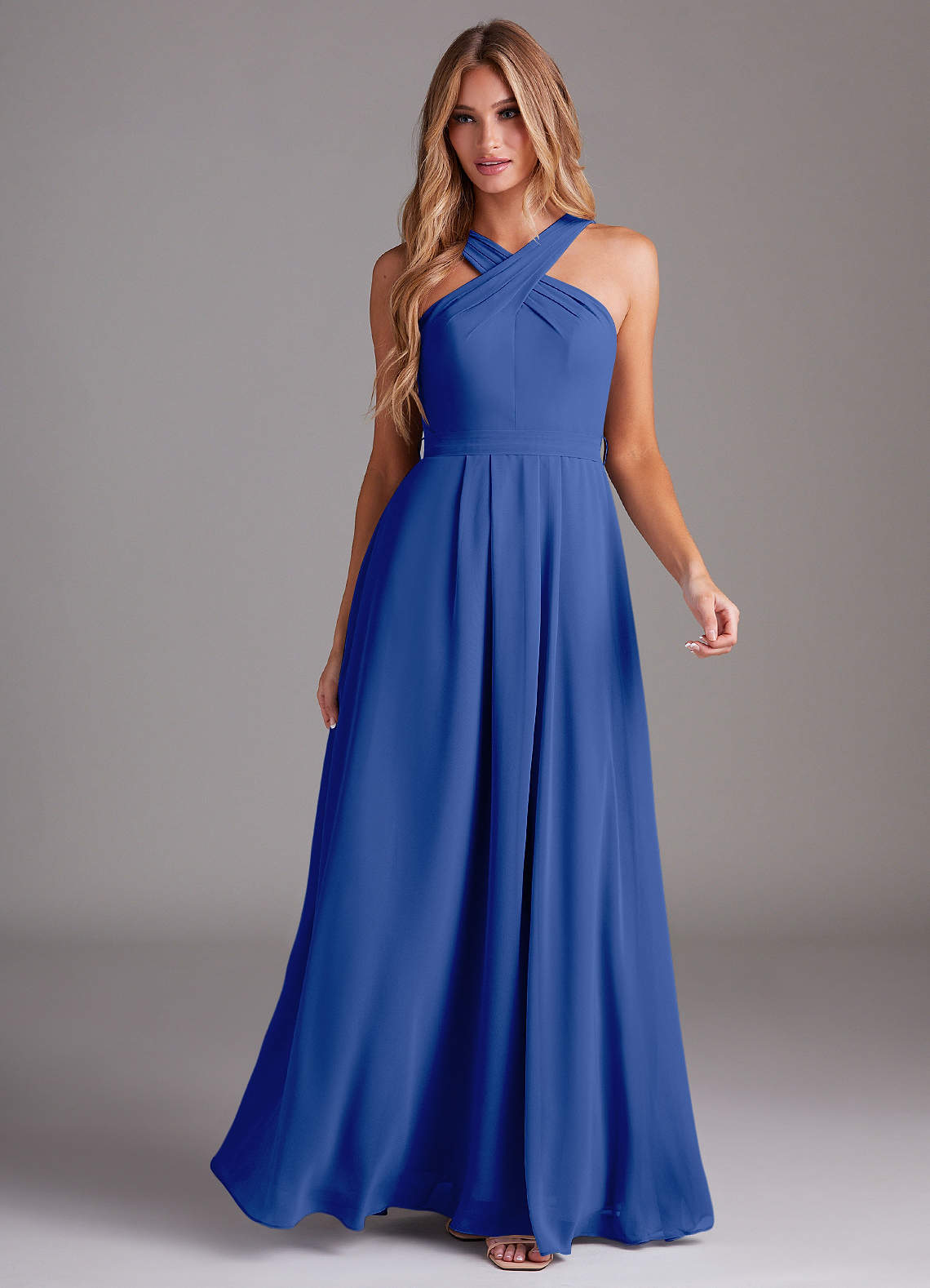 Dixie A-Line Halter Chiffon Bridesmaid Dress in Royal Blue