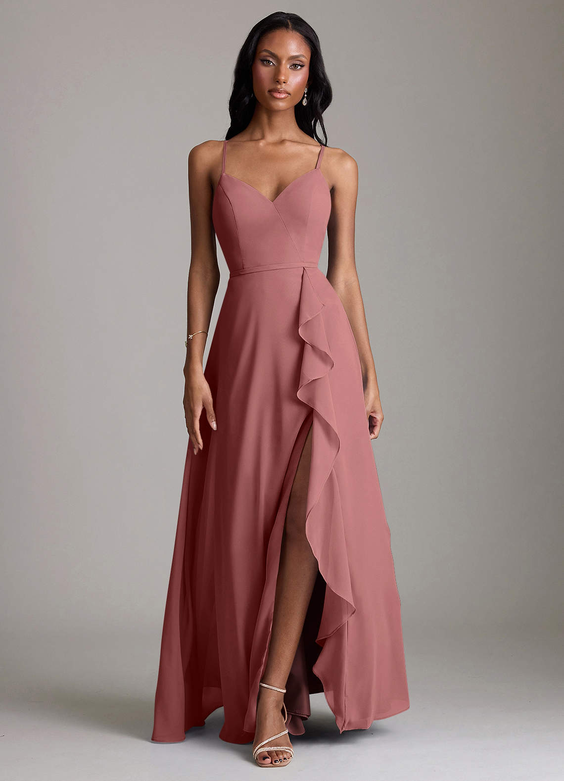 Naeem A-Line V-Neck Chiffon Bridesmaid Dress in Amethyst