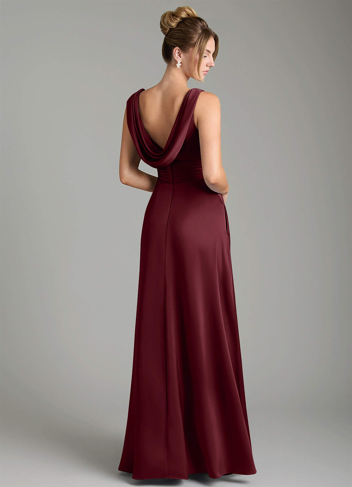Karina A-Line V-Neck Stretch Satin Bridesmaid Dress