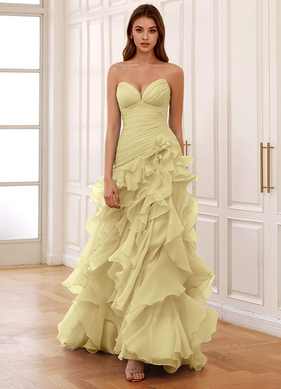 Christabelle Mermaid Sweetheart Chiffon Evening Dress in Yellow