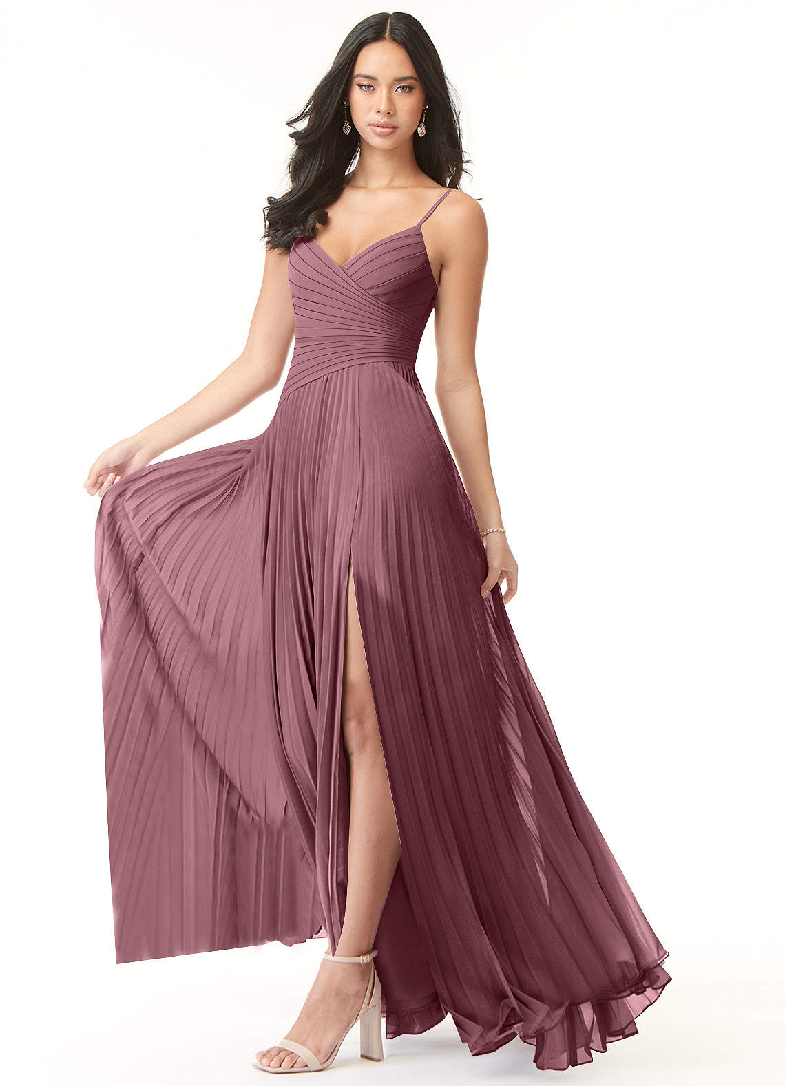 Vini A-Line V-Neck Chiffon Bridesmaid Dress in Amethyst