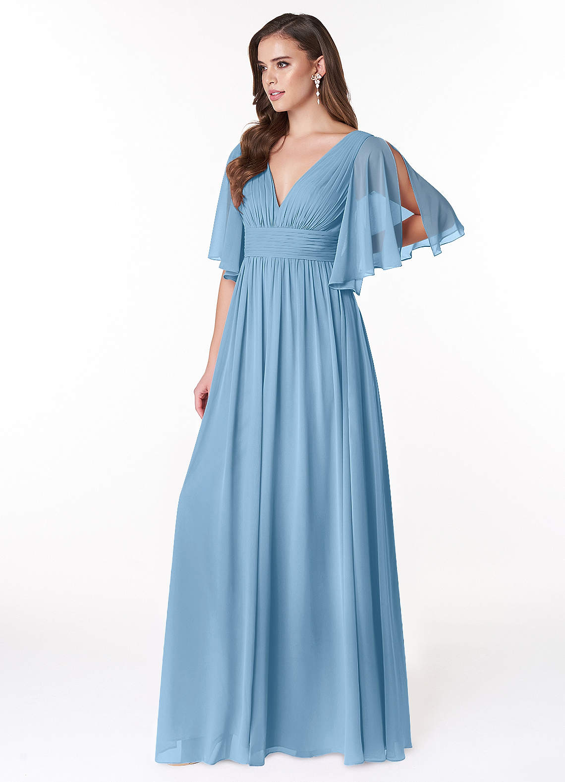 Temeka A-Line V-Neck Chiffon Bridesmaid Dress in Steel Blue
