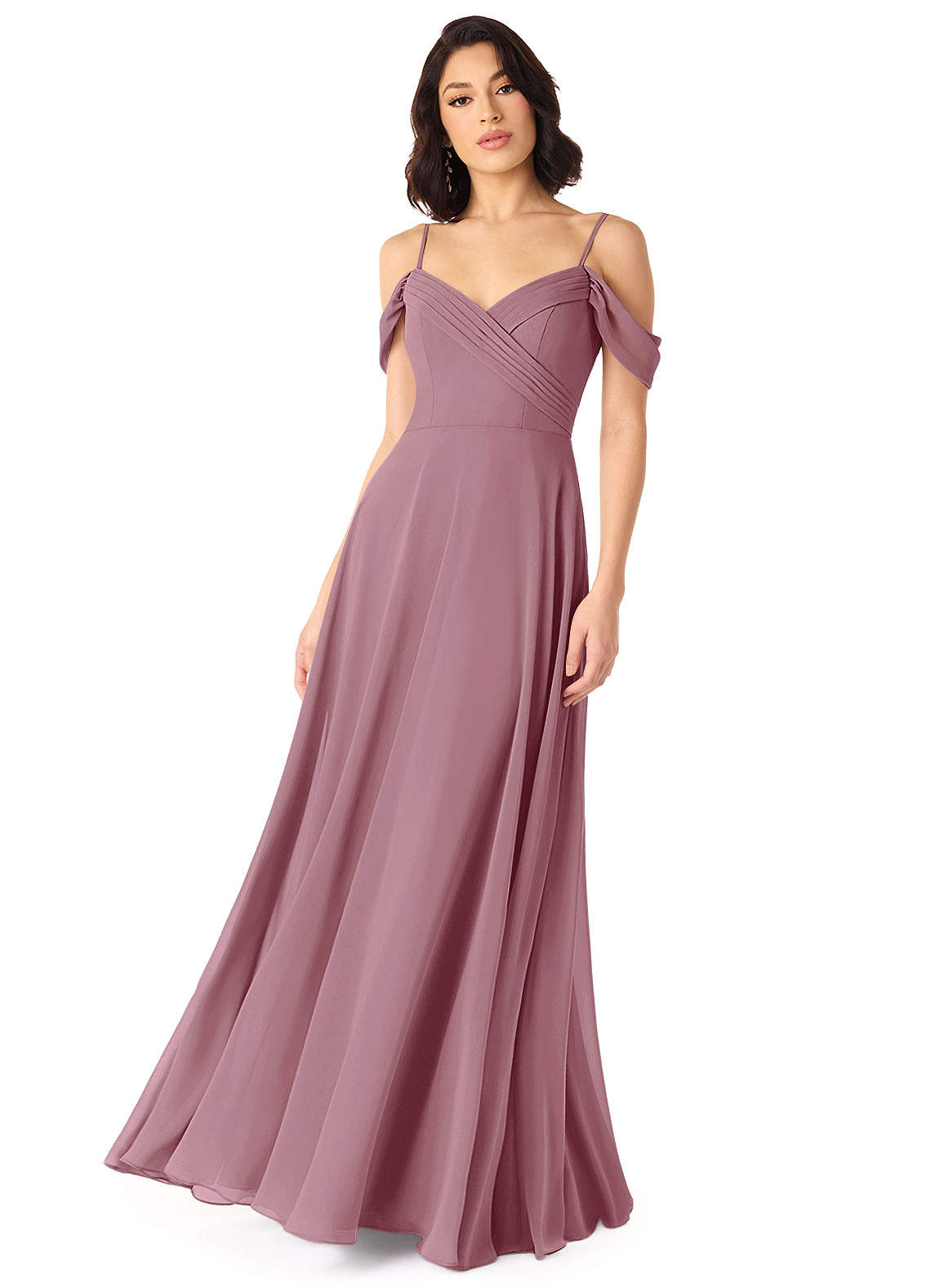 Tancie A-Line Off-the-Shoulder Chiffon Bridesmaid Dress in Vintage Mauve