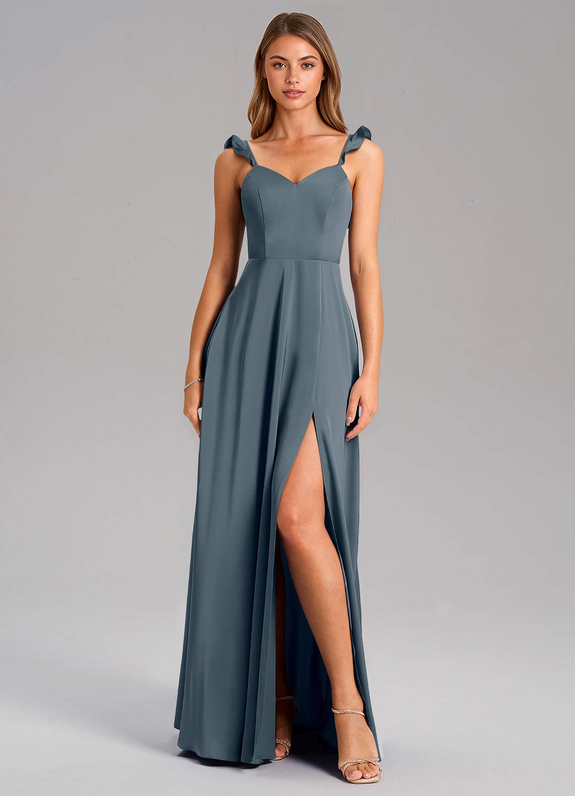 Everett A-Line V-Neck Chiffon Bridesmaid Dress in Twilight