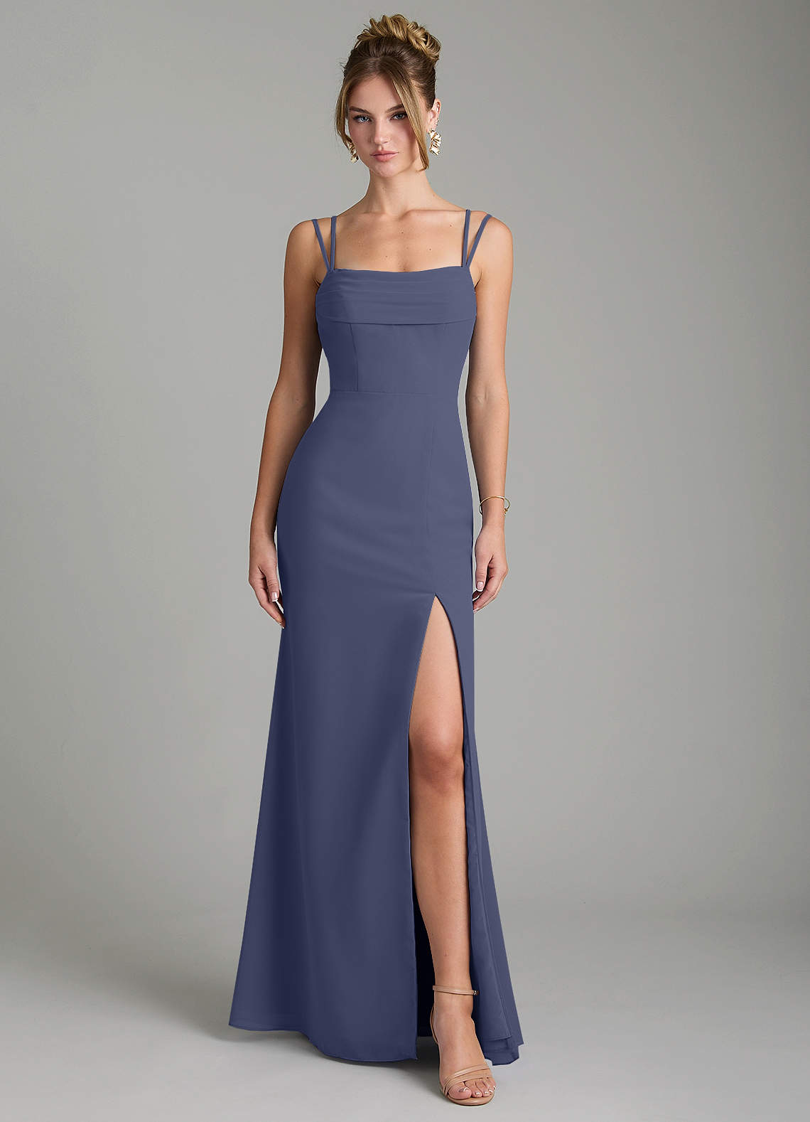 Egypt Sheath Sweetheart Chiffon Bridesmaid Dress in Stormy
