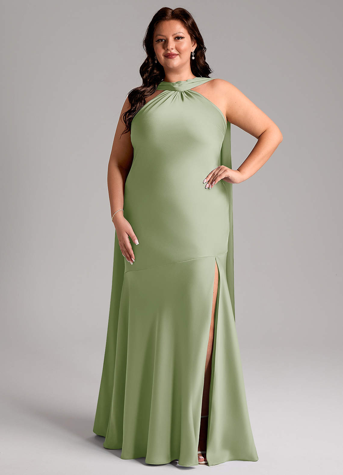 Kinsley Mermaid Halter Stretch Satin Bridesmaid Dress