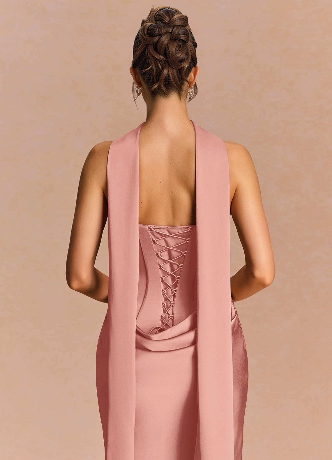 Euphemia Mermaid Strapless Stretch Satin Evening Dress in Rosette