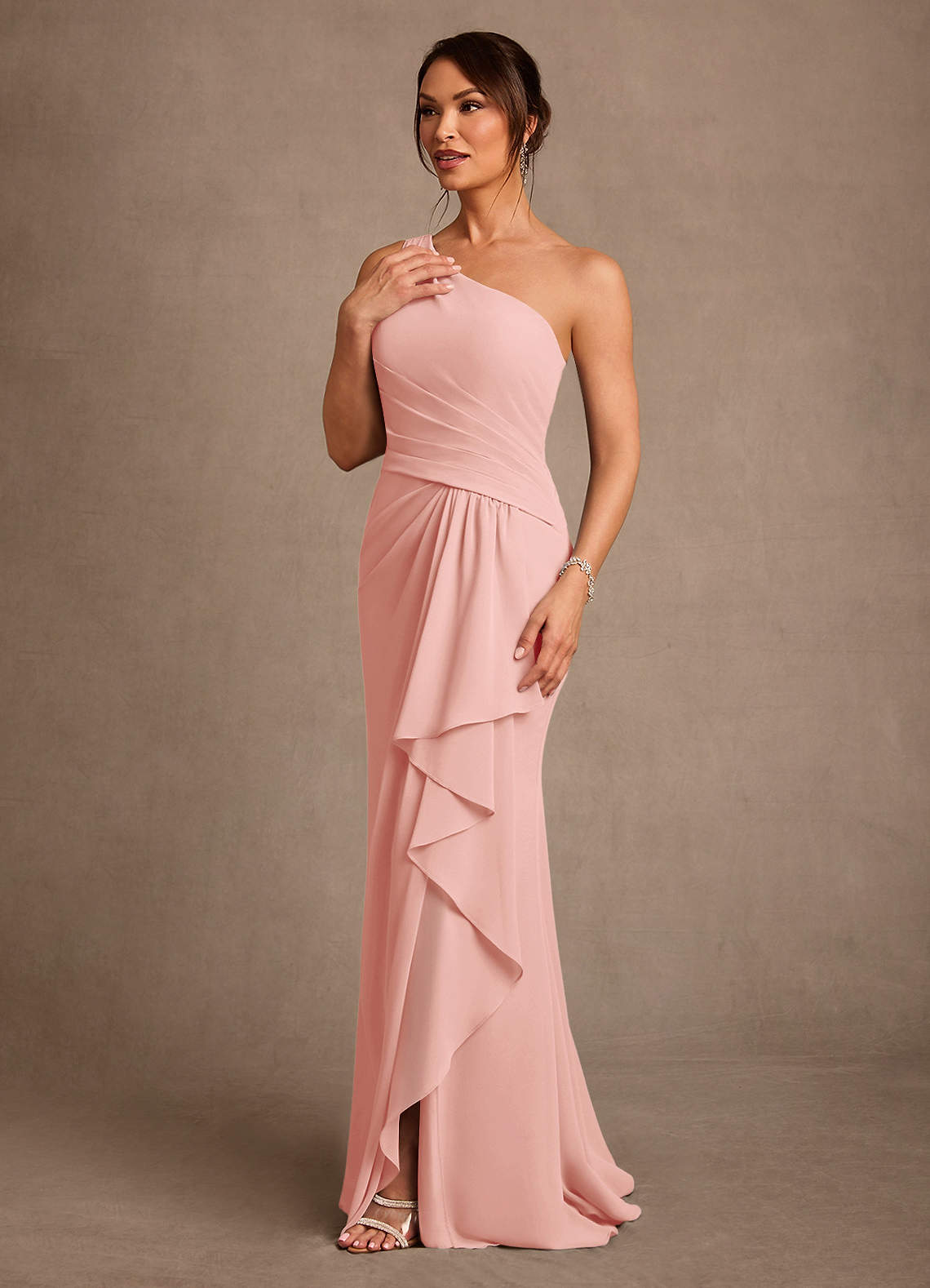Floy Sheath One-Shoulder Chiffon Mother of the Bride Dress in Rosette