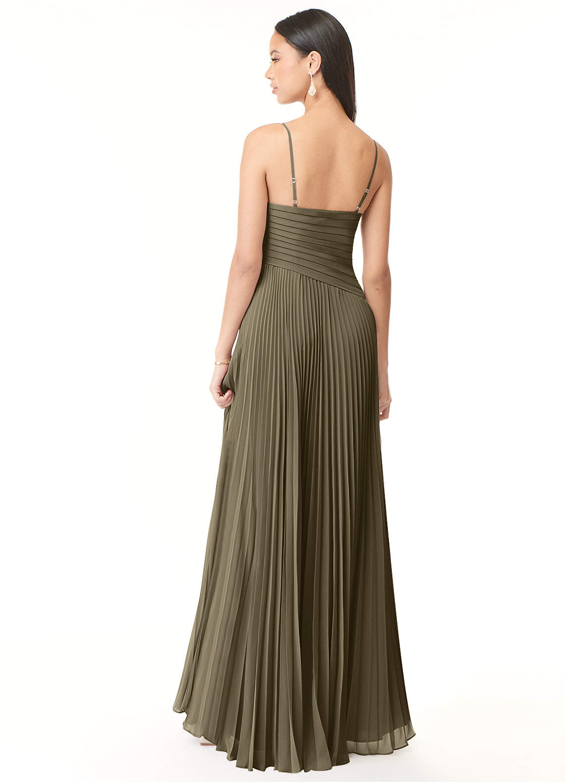 Vini A-Line V-Neck Chiffon Bridesmaid Dress in Willow Green