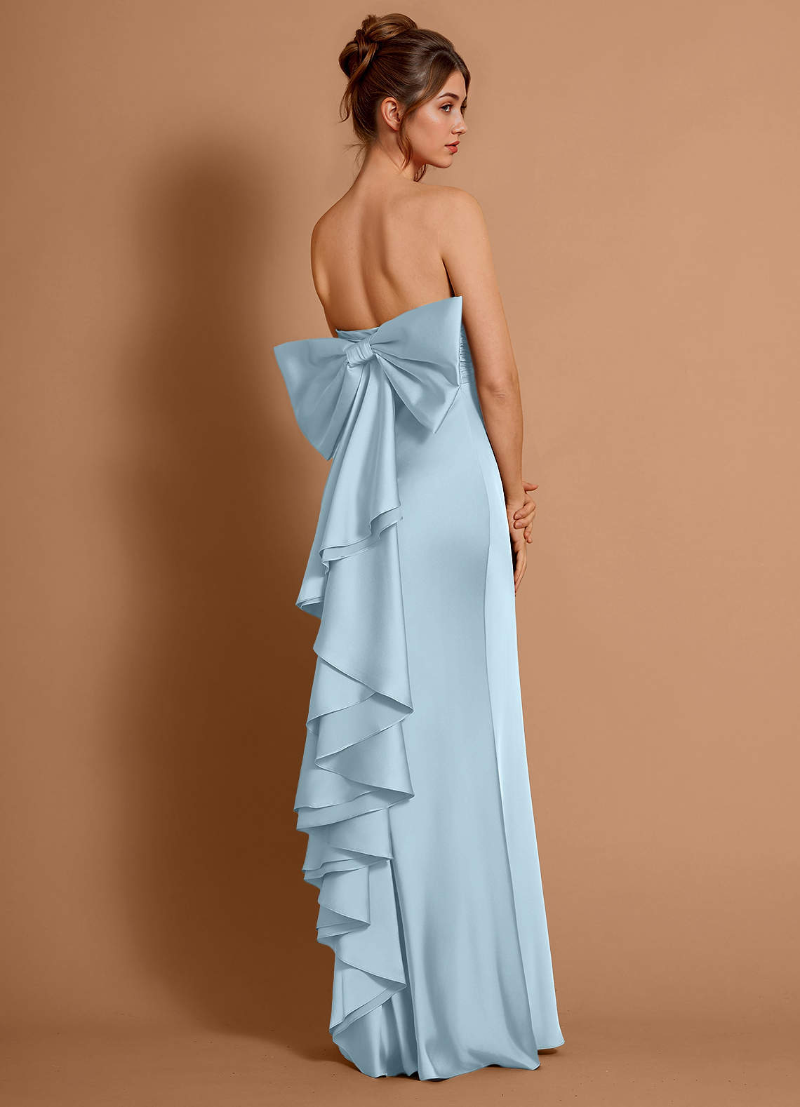 Aveline Mermaid Strapless Stretch Satin Evening Dress in Sky Blue