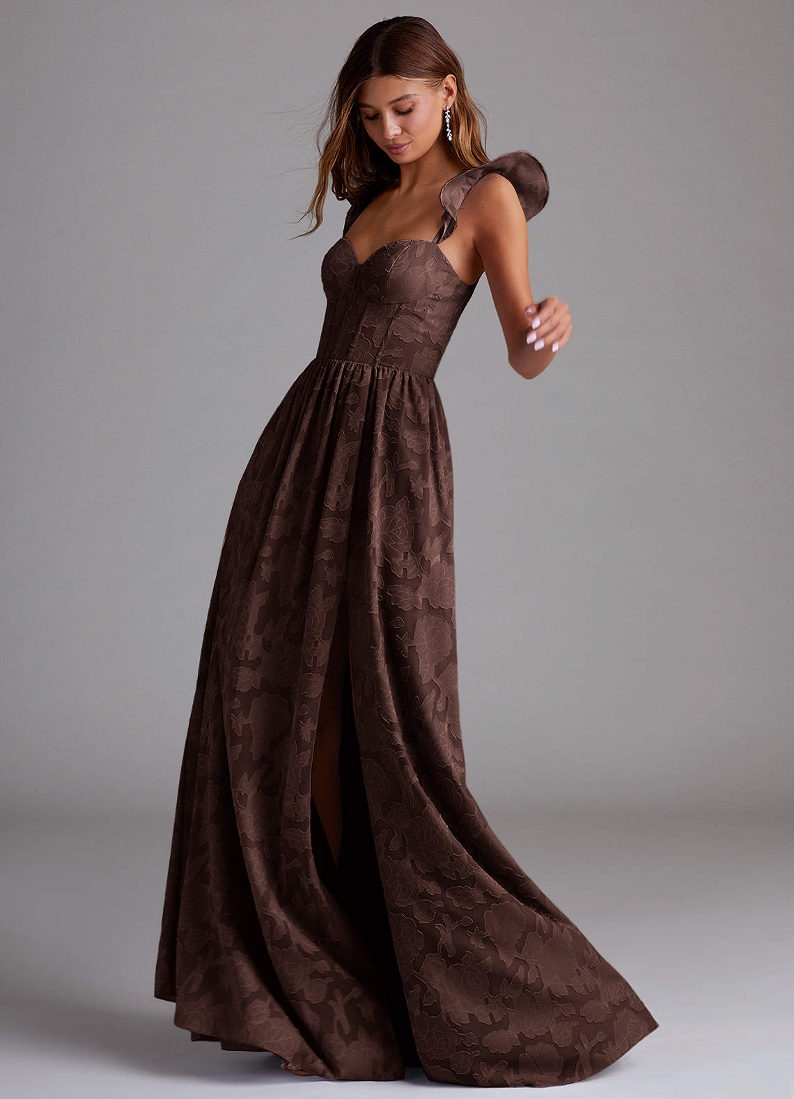 Denisse A-Line Sweetheart Floral Burnout Bridesmaid Dress in Ganache