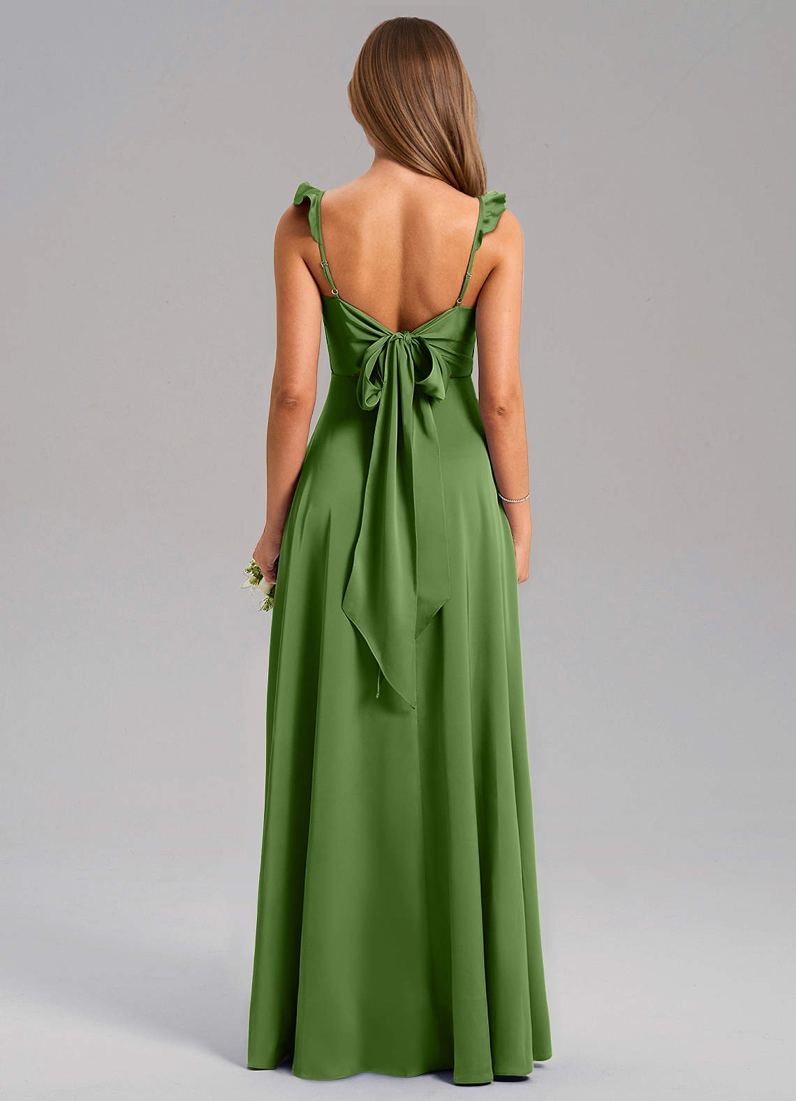 Everett A-Line V-Neck Chiffon Bridesmaid Dress in Basil