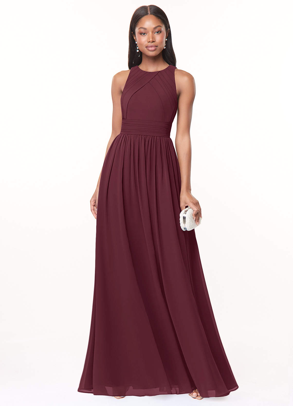 Harper A-Line Scoop-Neck Chiffon Bridesmaid Dress in Paprika
