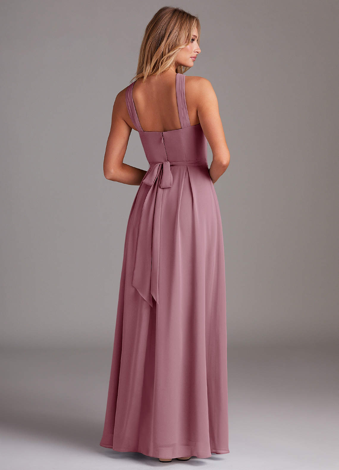 Dixie A-Line Halter Chiffon Bridesmaid Dress in Vintage Mauve