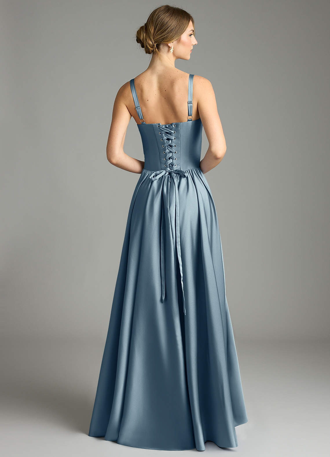 Evadina A-Line Sweetheart Stretch Satin Bridesmaid Dress in dusty blue