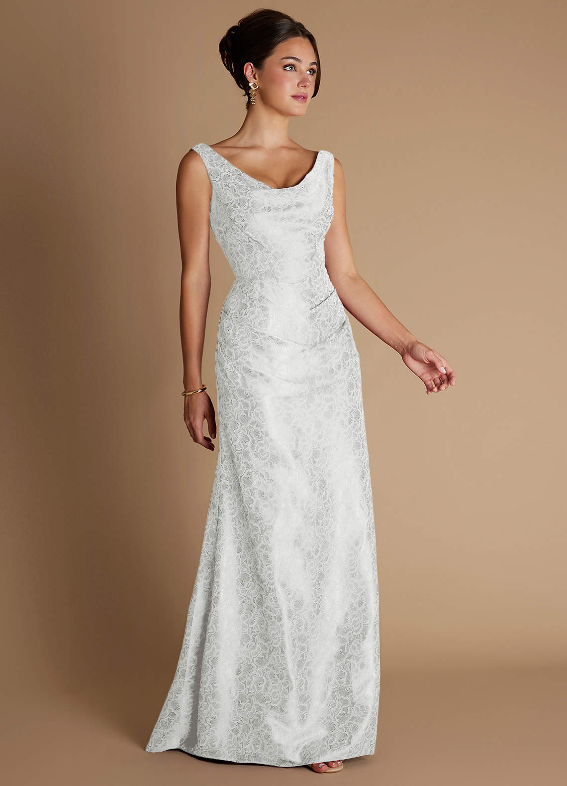 Kiana Mermaid Scoop-Neck Jacquard Wedding Guest Dress in Sky Blue