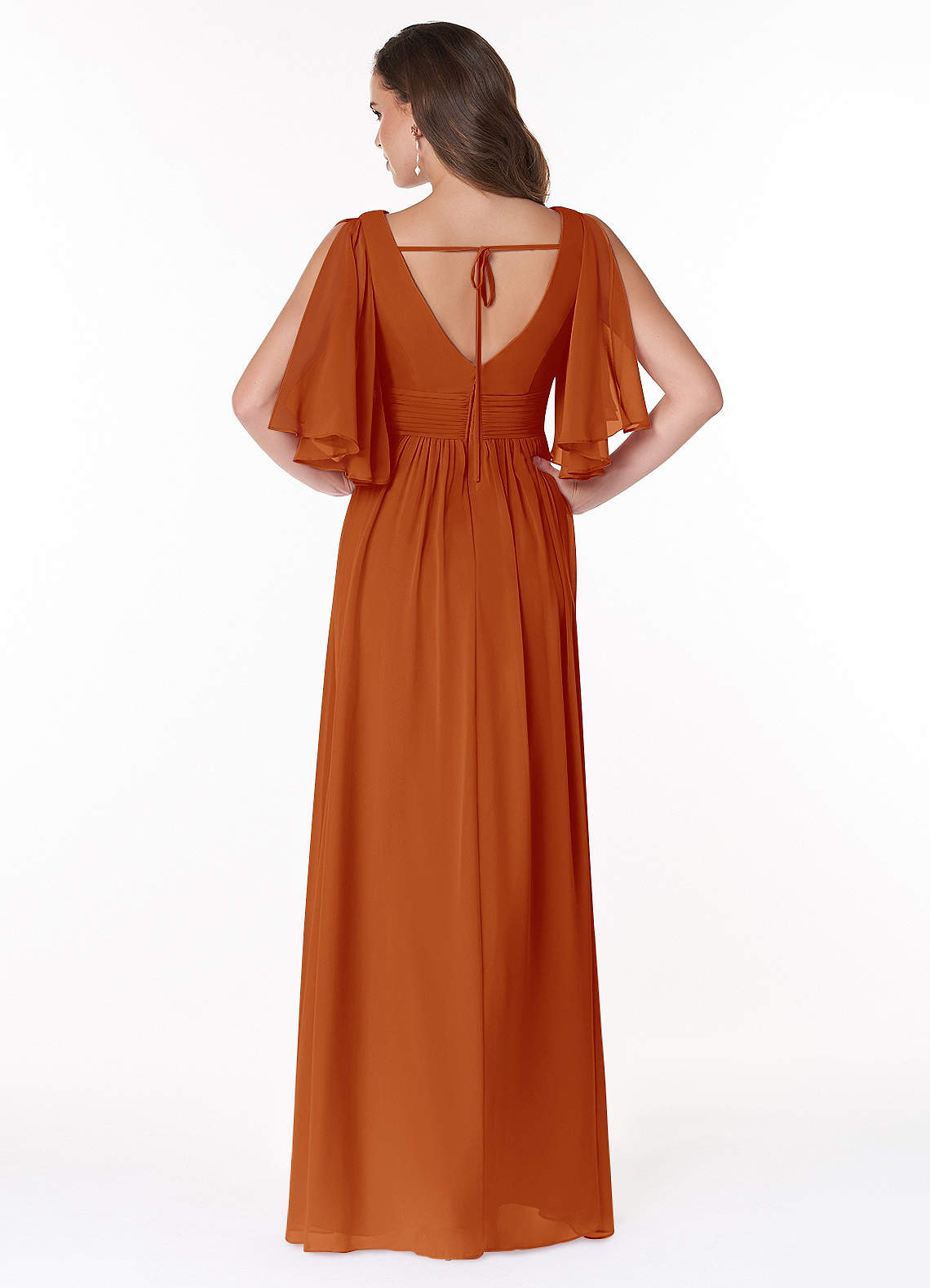 Temeka A-Line V-Neck Chiffon Bridesmaid Dress in Paprika