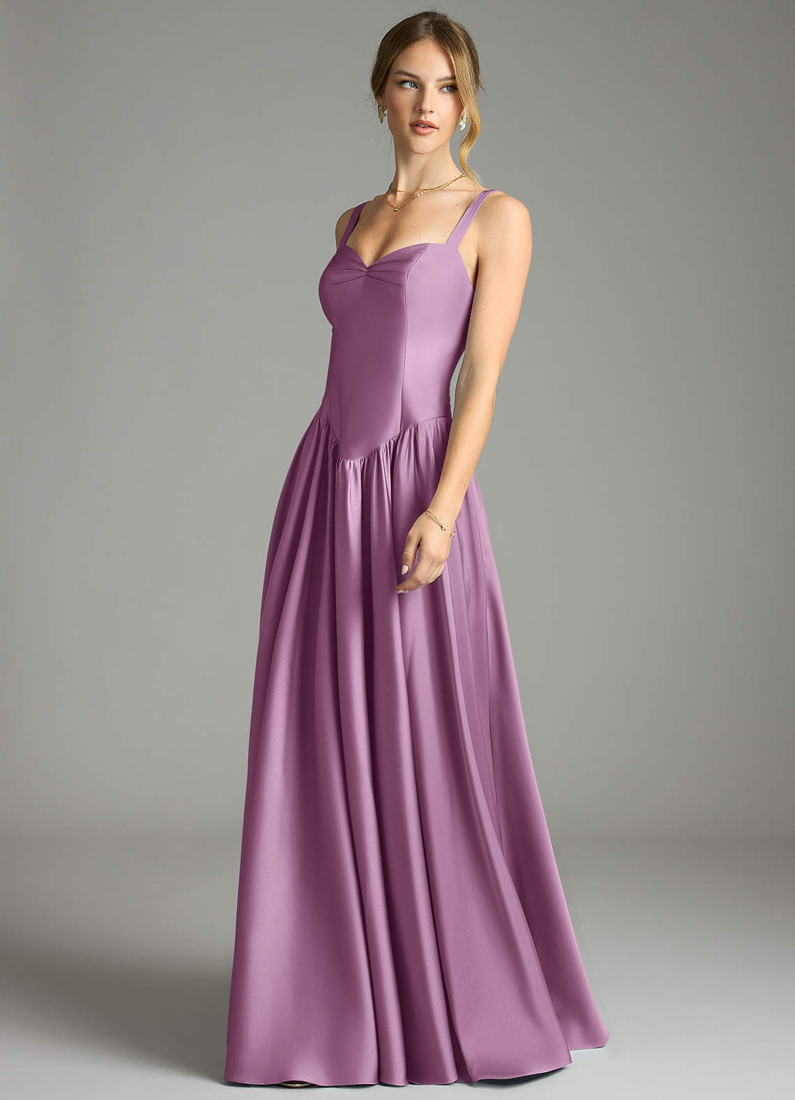 Evadina A-Line Sweetheart Stretch Satin Bridesmaid Dress in Wisteria