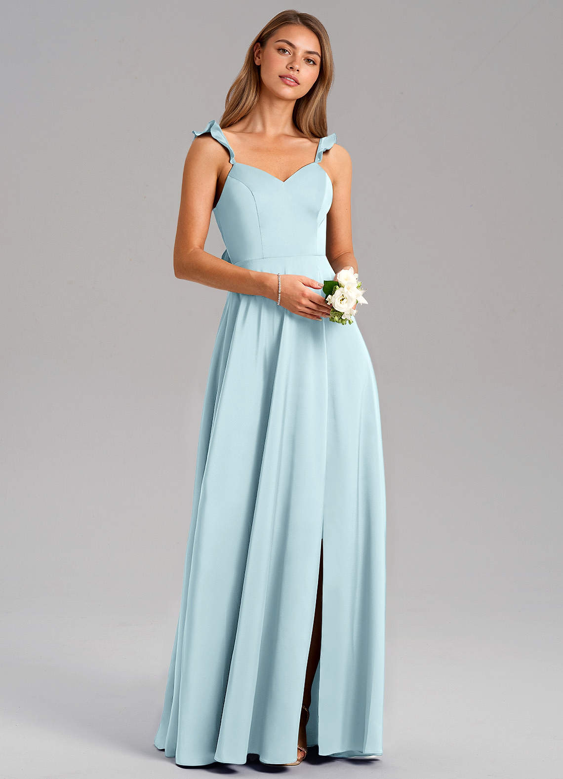 Everett A-Line V-Neck Chiffon Bridesmaid Dress in Cloud Blue