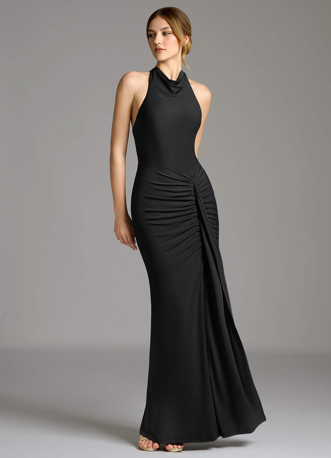 Raevynn Mermaid Halter Stretch Jersey Bridesmaid Dress