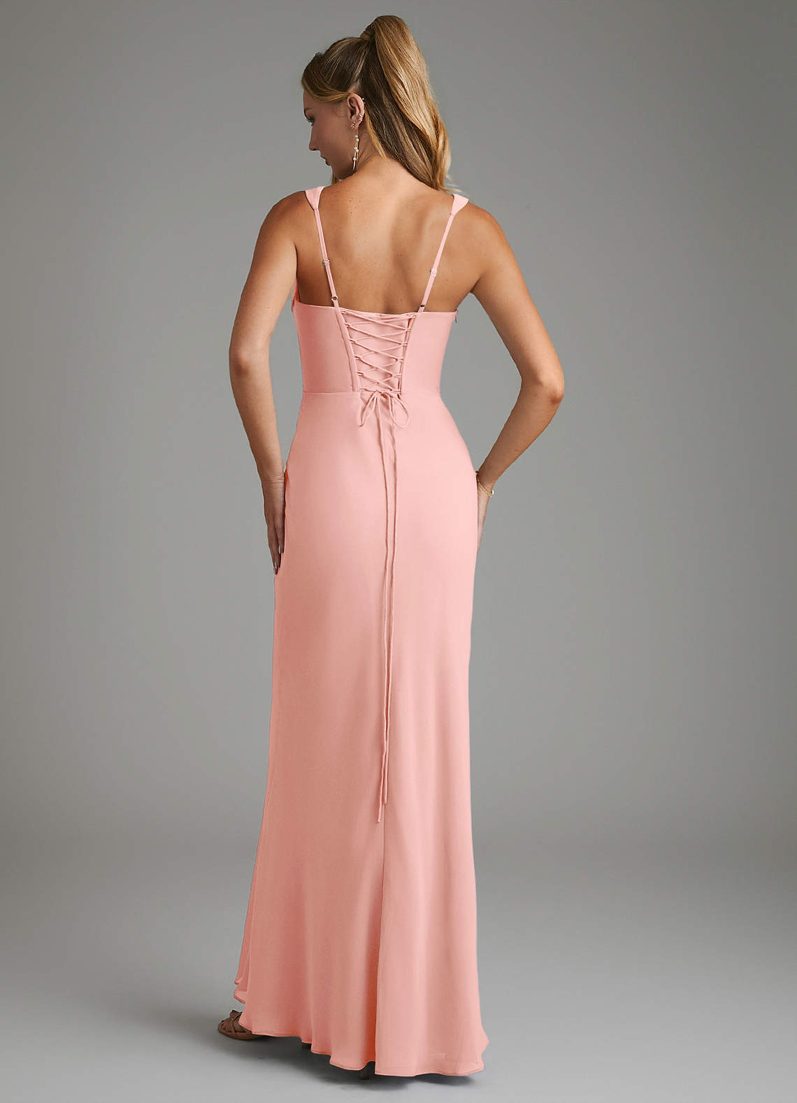 Asa Sheath Square-Neck Chiffon Bridesmaid Dress in Rosette