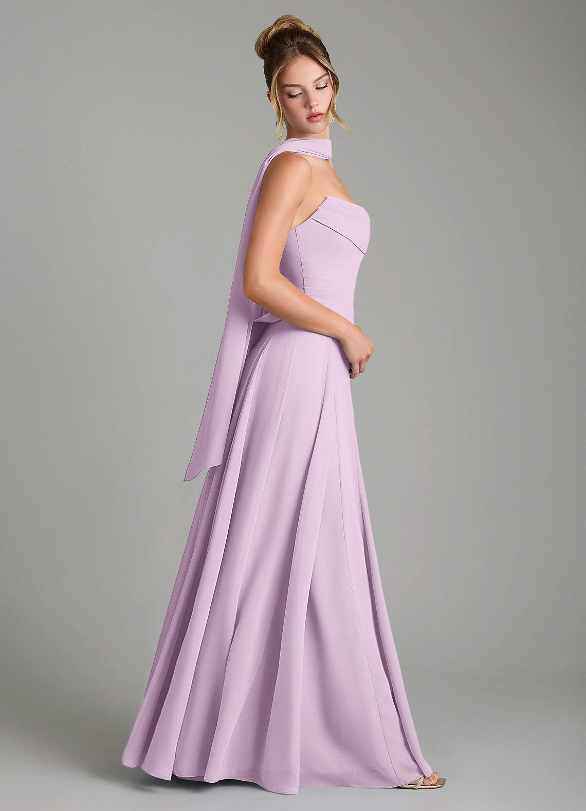 Gabriela A-Line Cowl-Neck Chiffon Bridesmaid Dress in Frosted Lilac