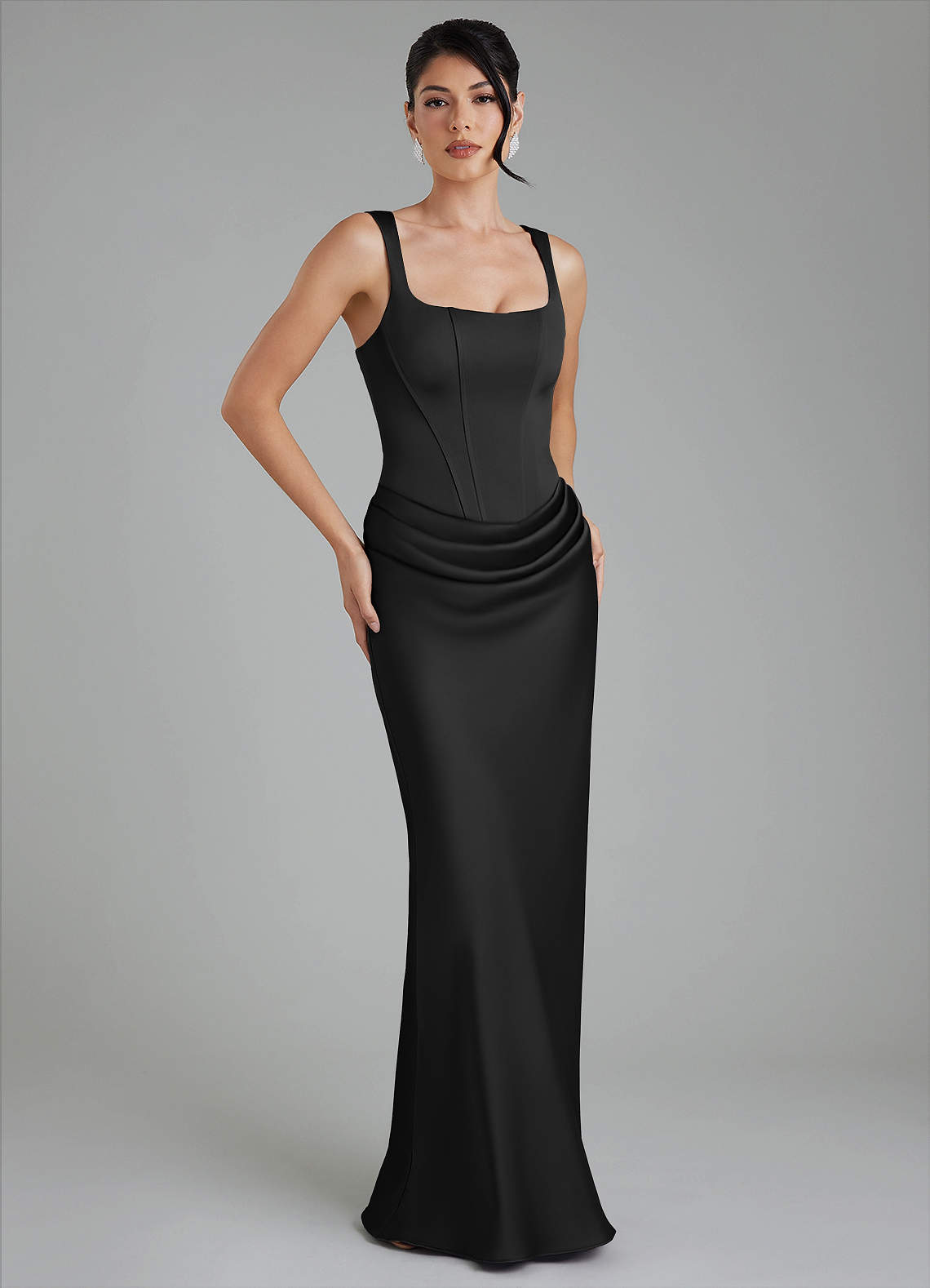 Etta Mermaid Square-Neck Stretch Satin Bridesmaid Dress