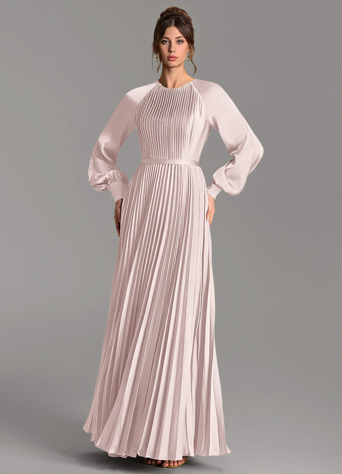 Grayson A-Line Scoop-Neck Stretch Satin Bridesmaid Dress in Blushing Pink