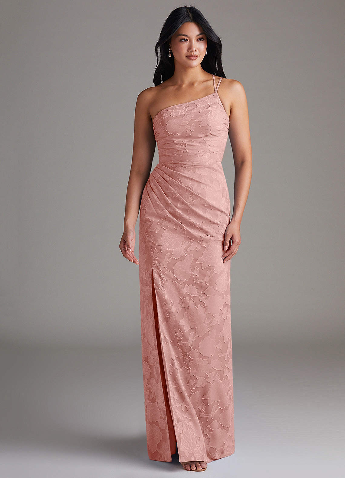 Eren Sheath One-Shoulder Floral Burnout Bridesmaid Dress in Rosette