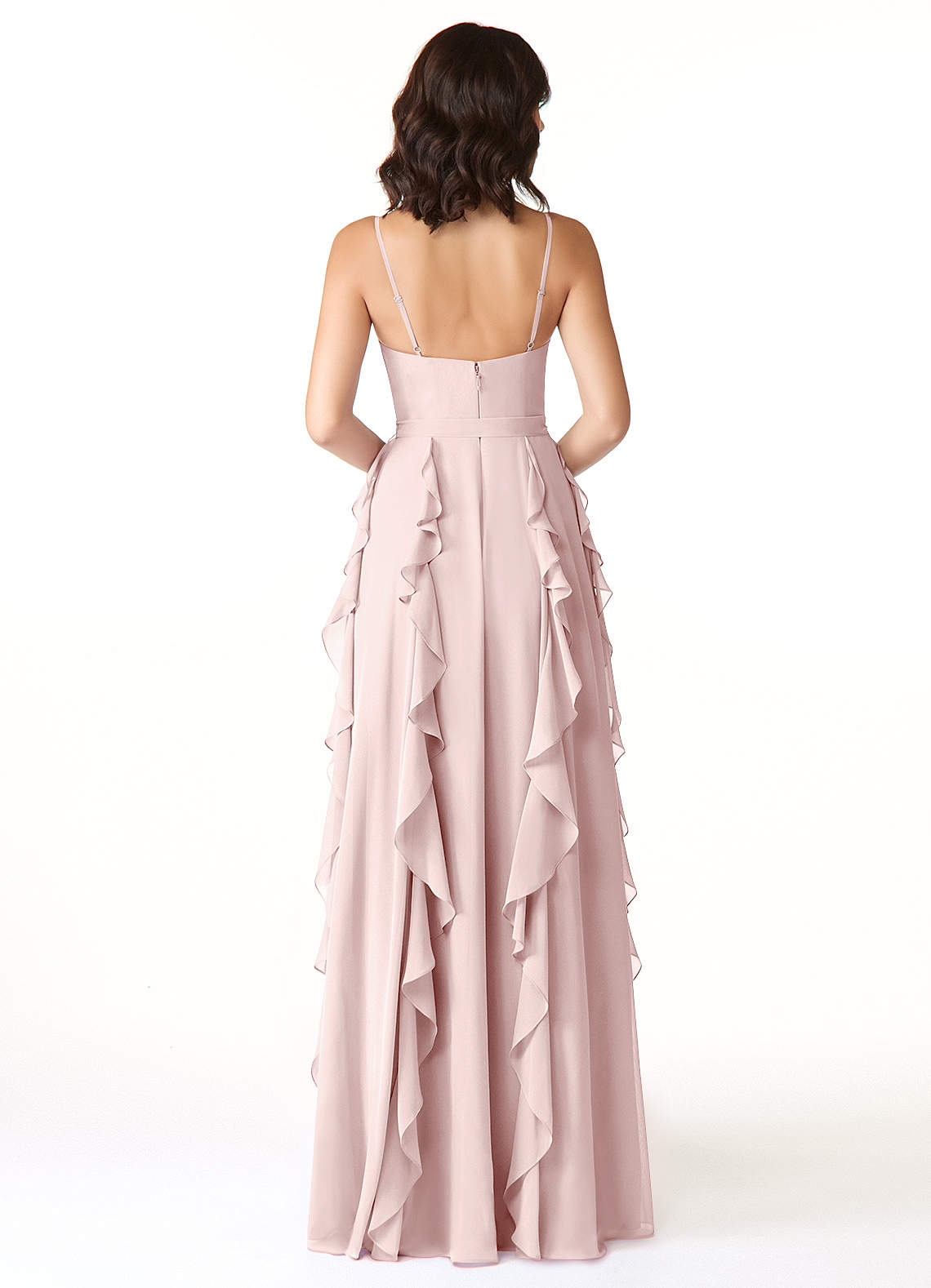 Peyton A-Line V-Neck Chiffon Bridesmaid Dress in Blushing Pink