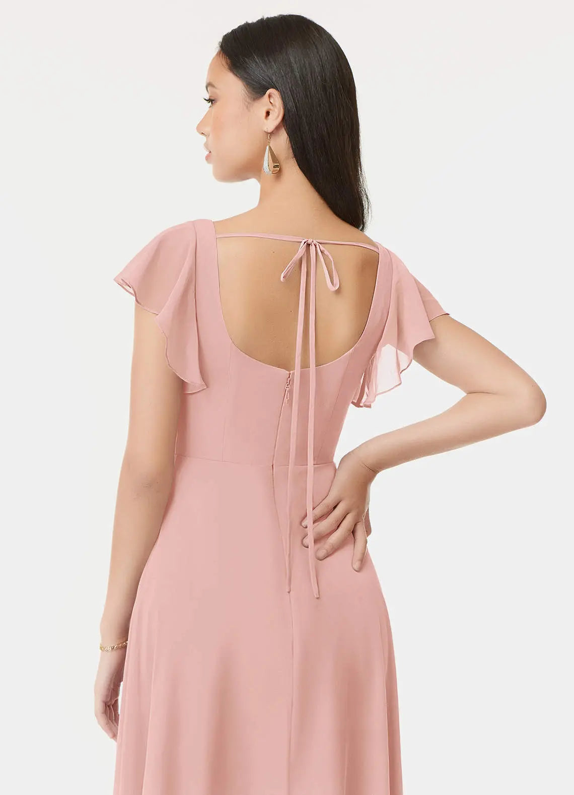 Bondi A-Line Square-Neck Chiffon Bridesmaid Dress in Rosette