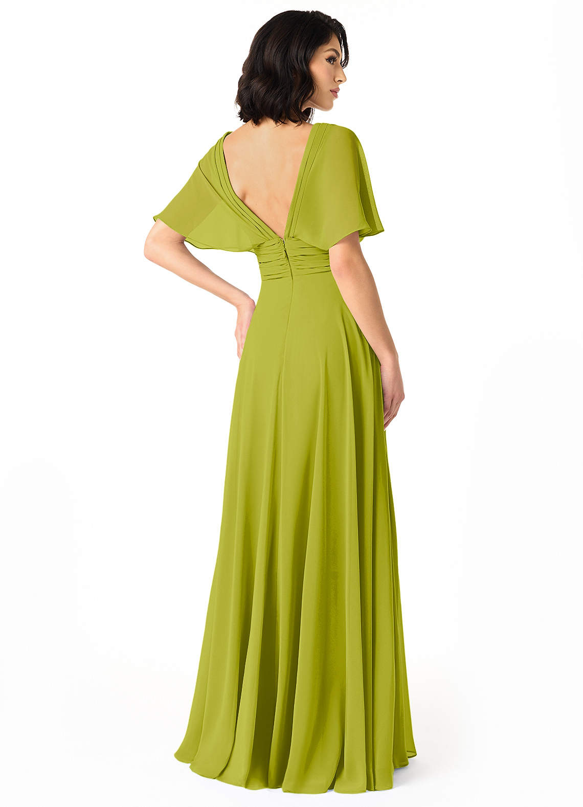 Pamela A-Line V-Neck Chiffon Bridesmaid Dress in Lemongrass