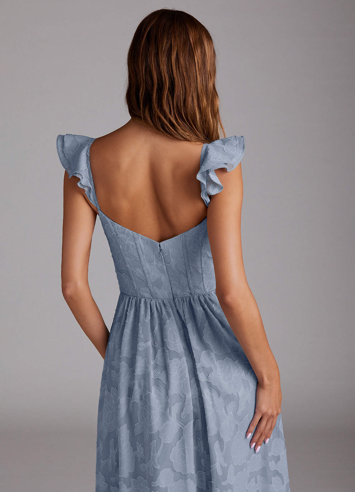 Denisse A-Line Sweetheart Floral Burnout Wedding Guest Dress in Powder Blue