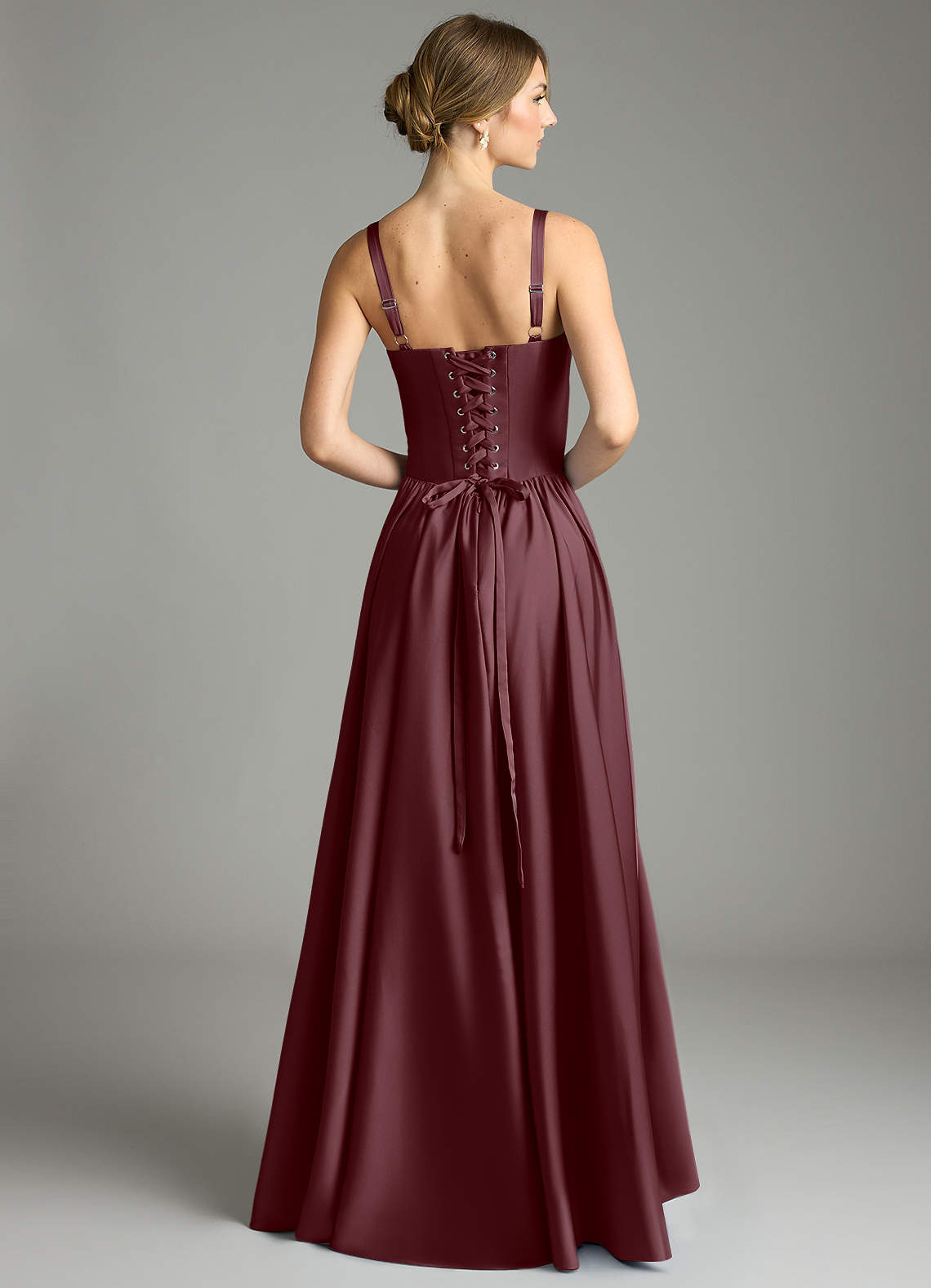 Evadina A-Line Sweetheart Stretch Satin Bridesmaid Dress in Sangria