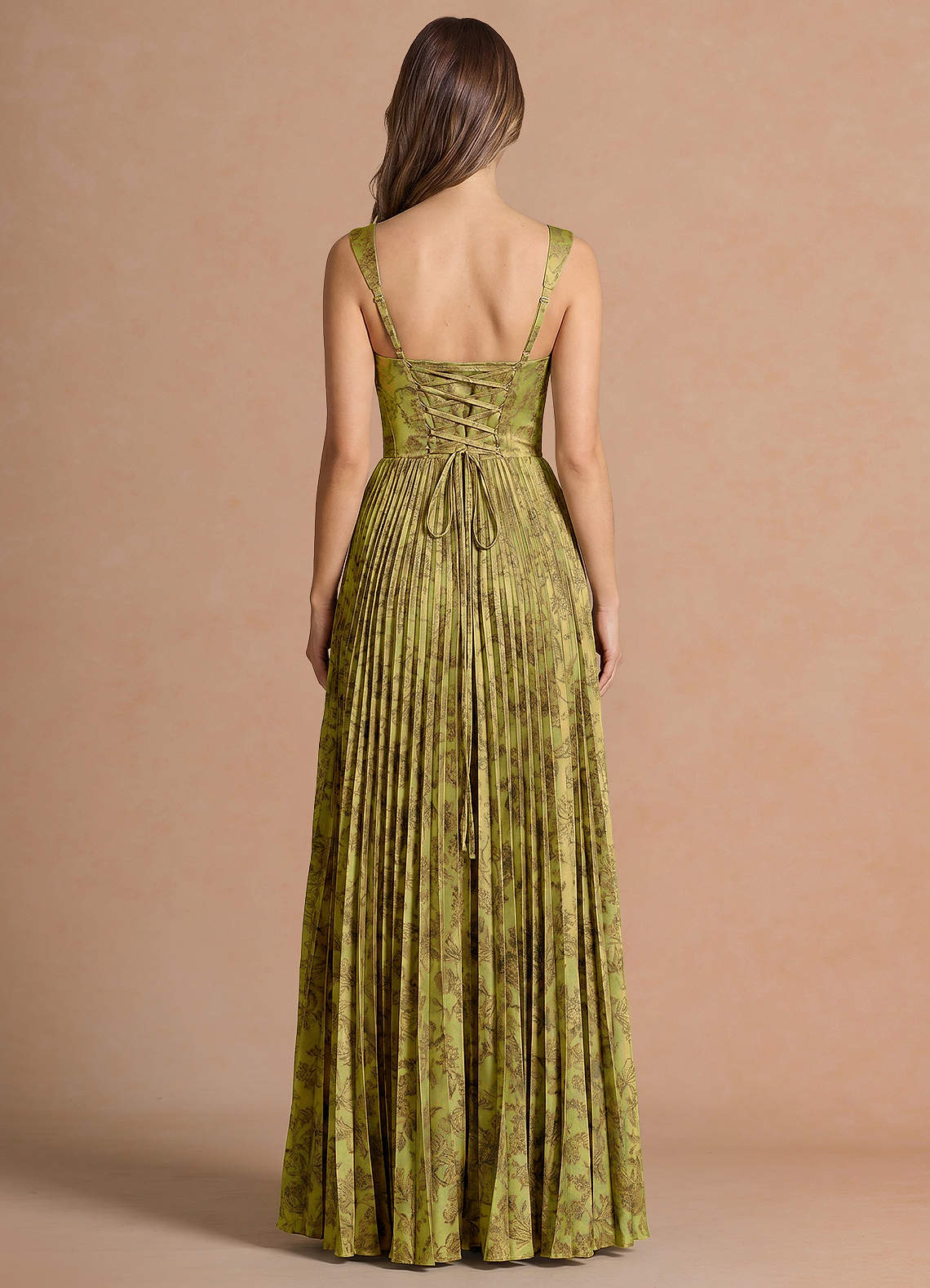 Isonelle A-Line Sweetheart Jacquard Wedding Guest Dress in Moss Brown