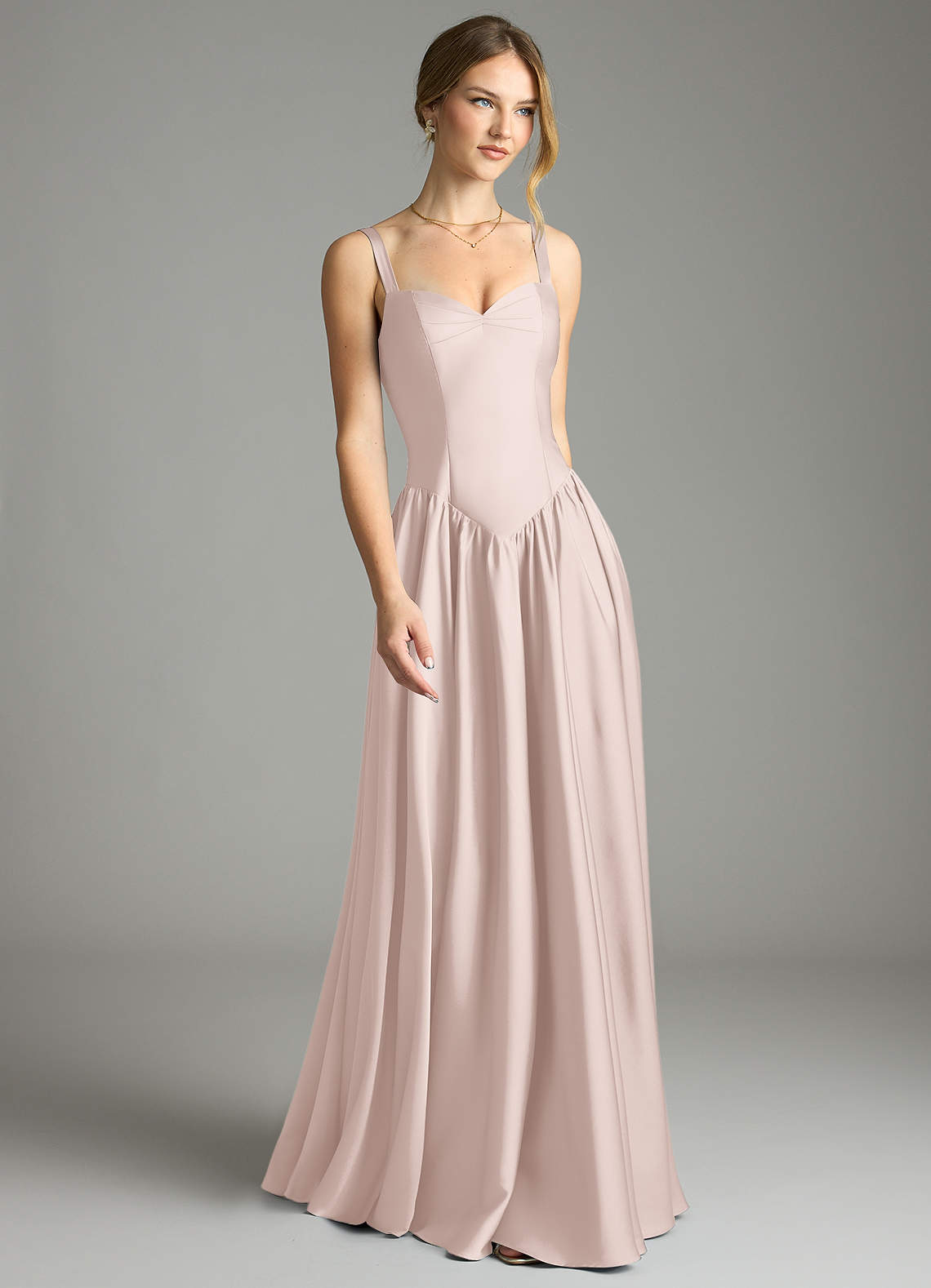 Evadina A-Line Sweetheart Stretch Satin Bridesmaid Dress in Blushing Pink