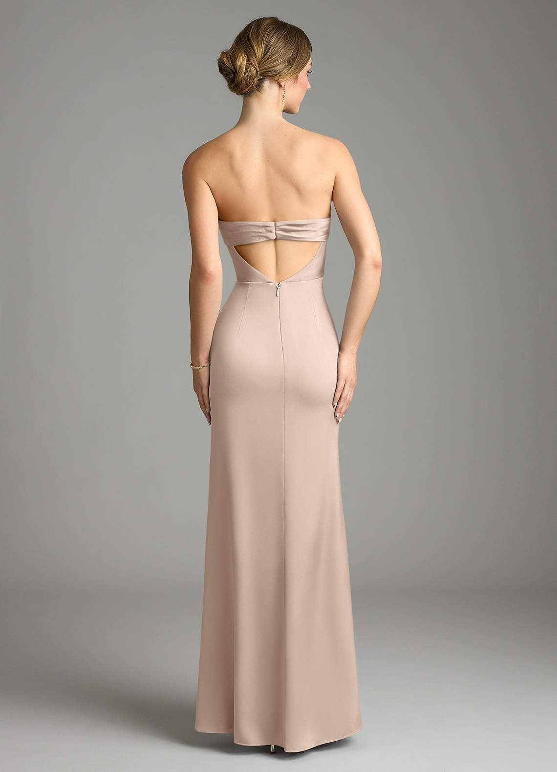 Leonis Mermaid Cowl-Neck Stretch Satin Bridesmaid Dress in English Rose