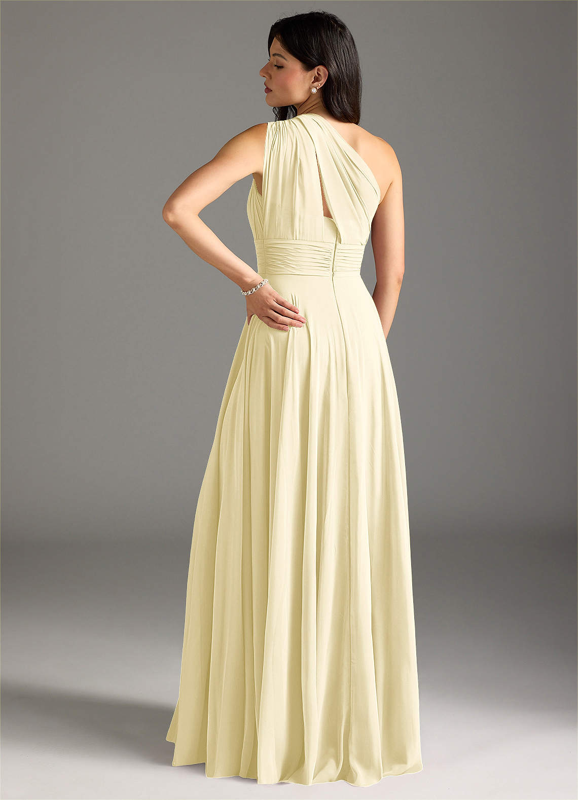 Charlize A-Line One-Shoulder Chiffon Bridesmaid Dress in Lemon Sorbet
