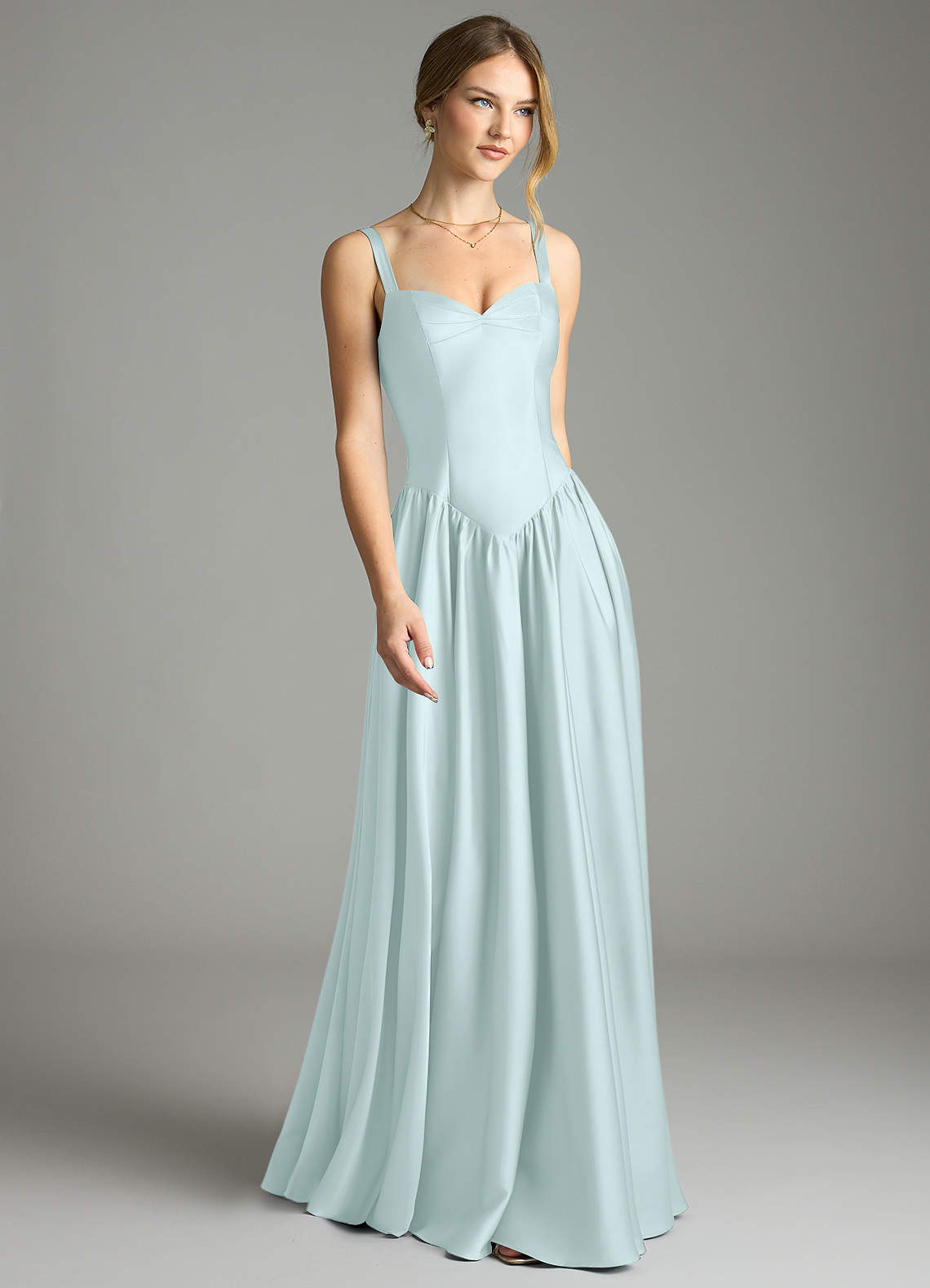 Evadina A-Line Sweetheart Stretch Satin Bridesmaid Dress in Sea Glass