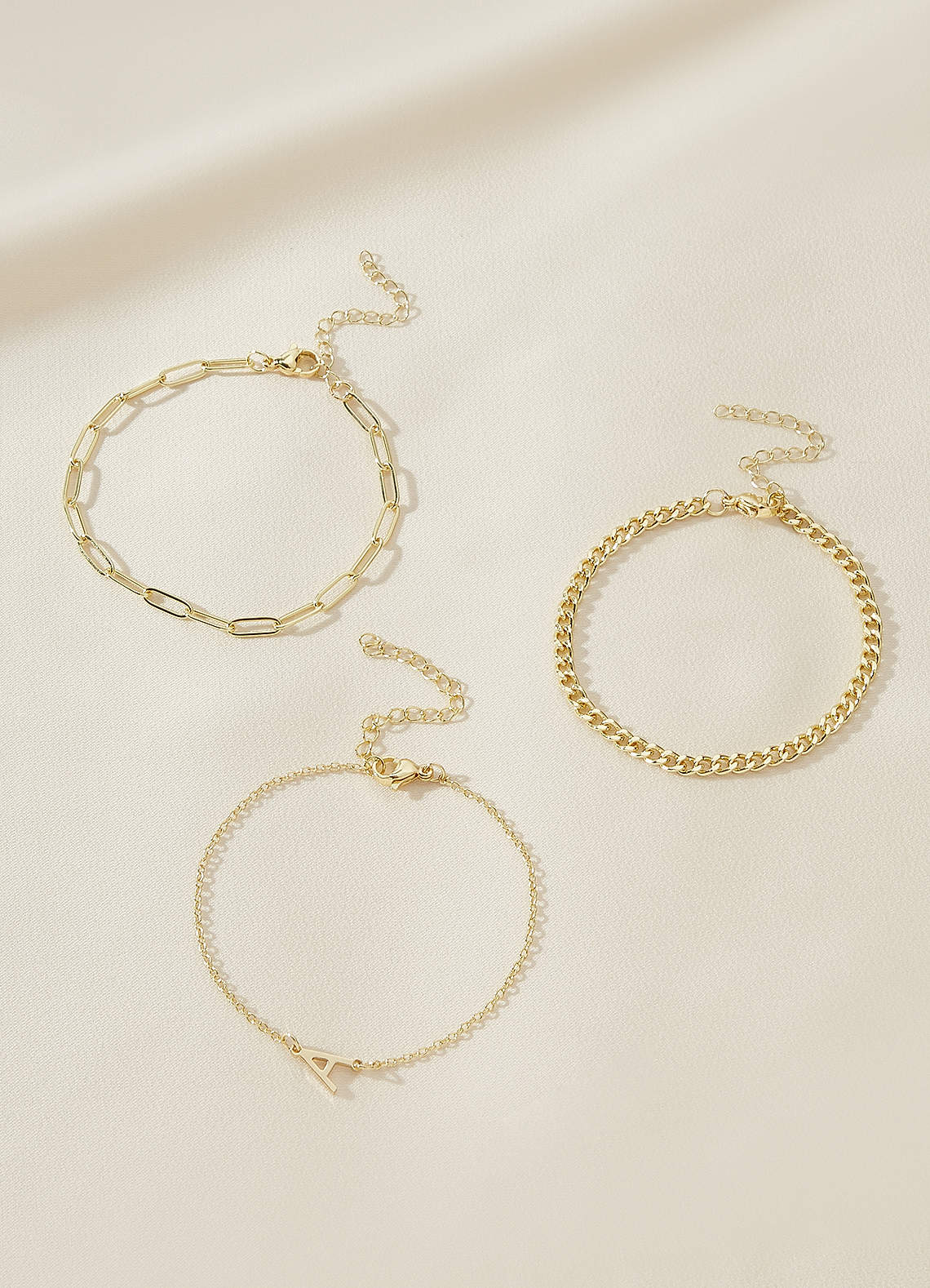 3-Piece Initial Letter Stackable Bracelet Set — Golden N — 图 66/130