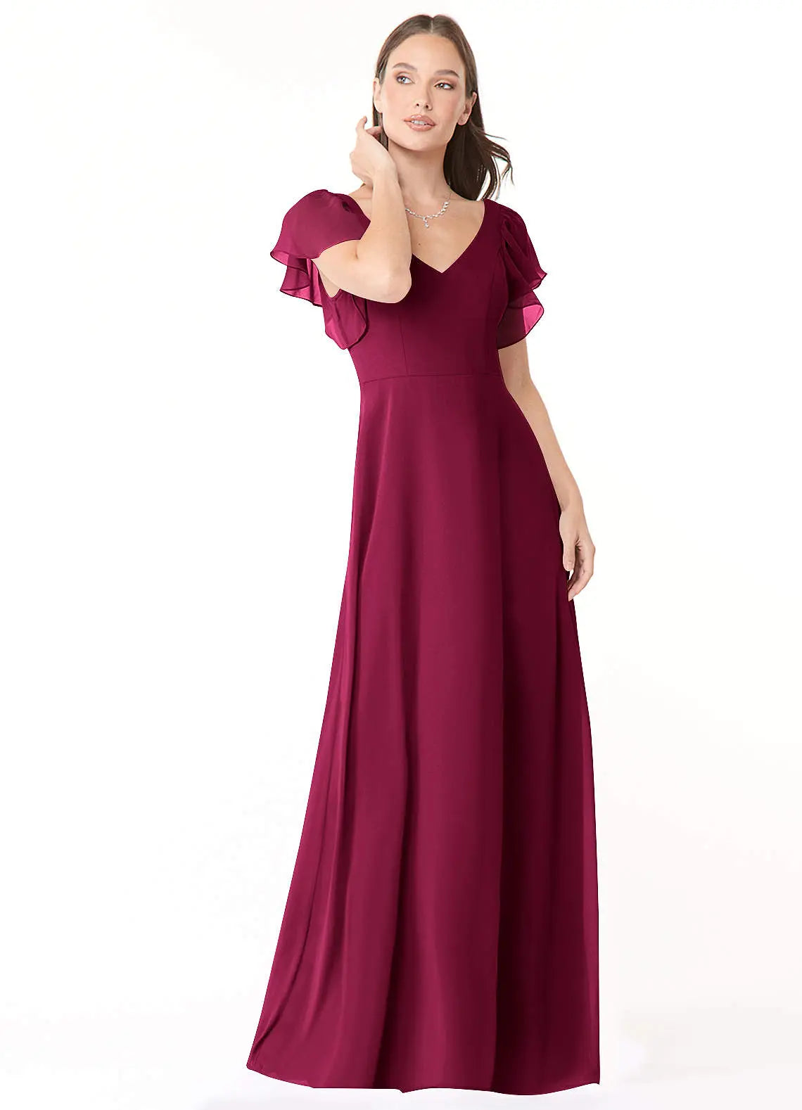 Syenna A-Line V-Neck Chiffon Bridesmaid Dress in Burgundy