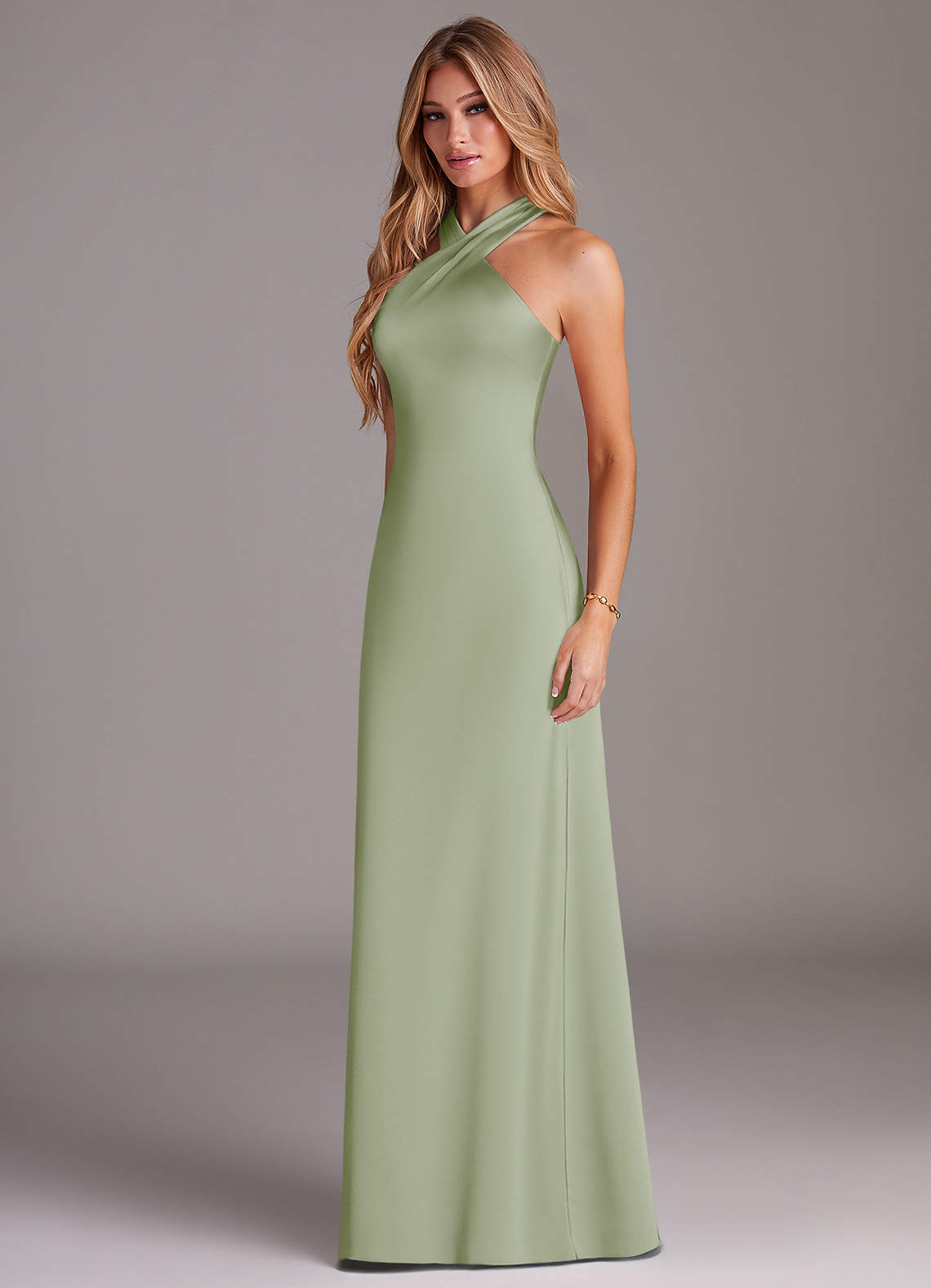 Doretta Mermaid Halter Stretch Satin Bridesmaid Dress