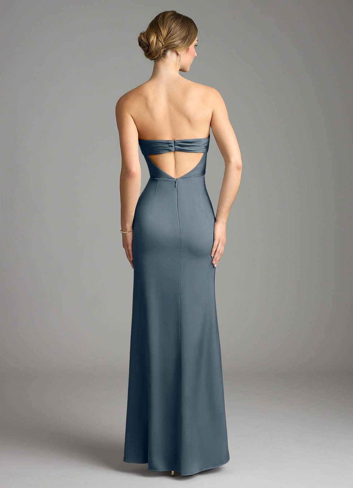Leonis Mermaid Cowl-Neck Stretch Satin Bridesmaid Dress in Twilight
