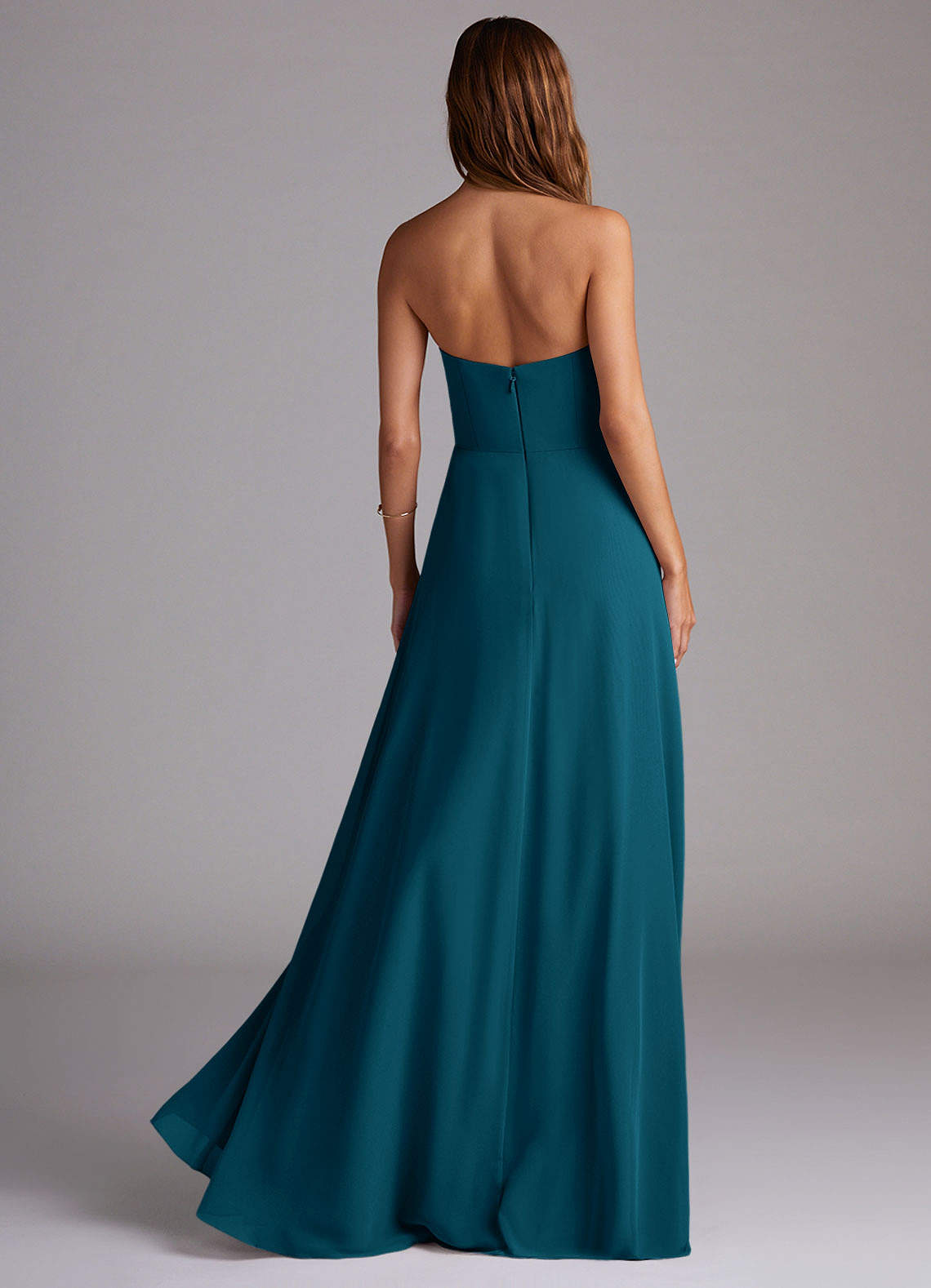 Wren A-Line Straight-Neck Chiffon Bridesmaid Dress in Ink Blue