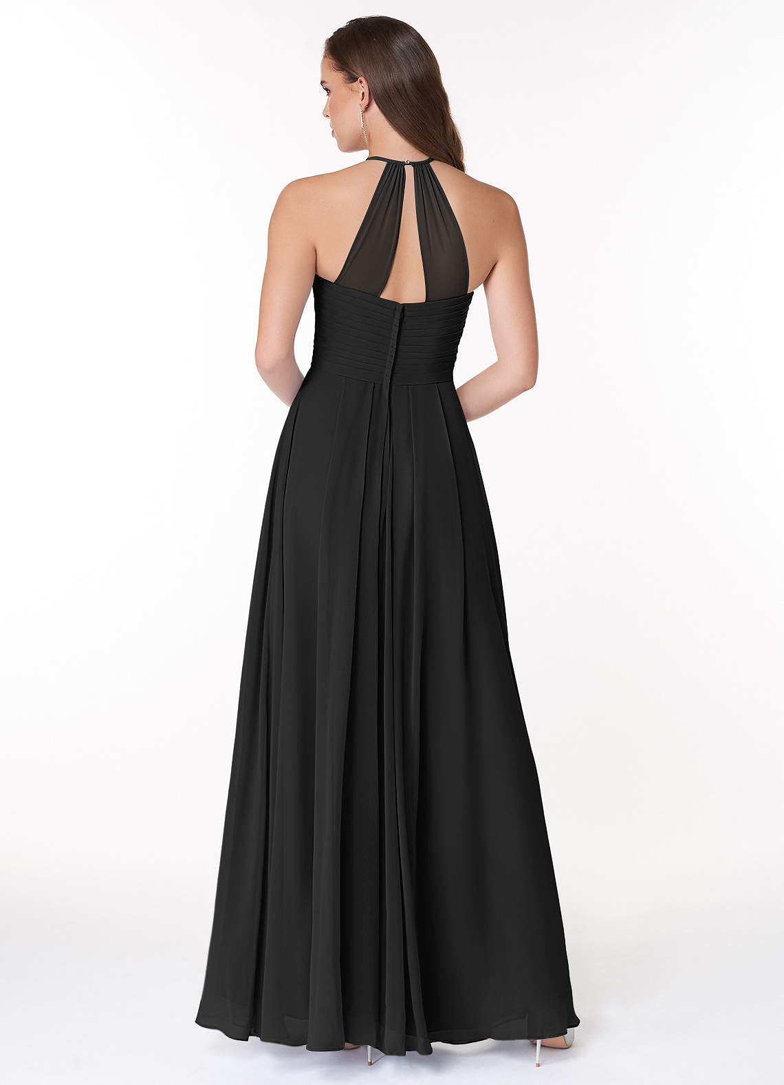 Ginger A-Line Halter Chiffon Bridesmaid Dress in black