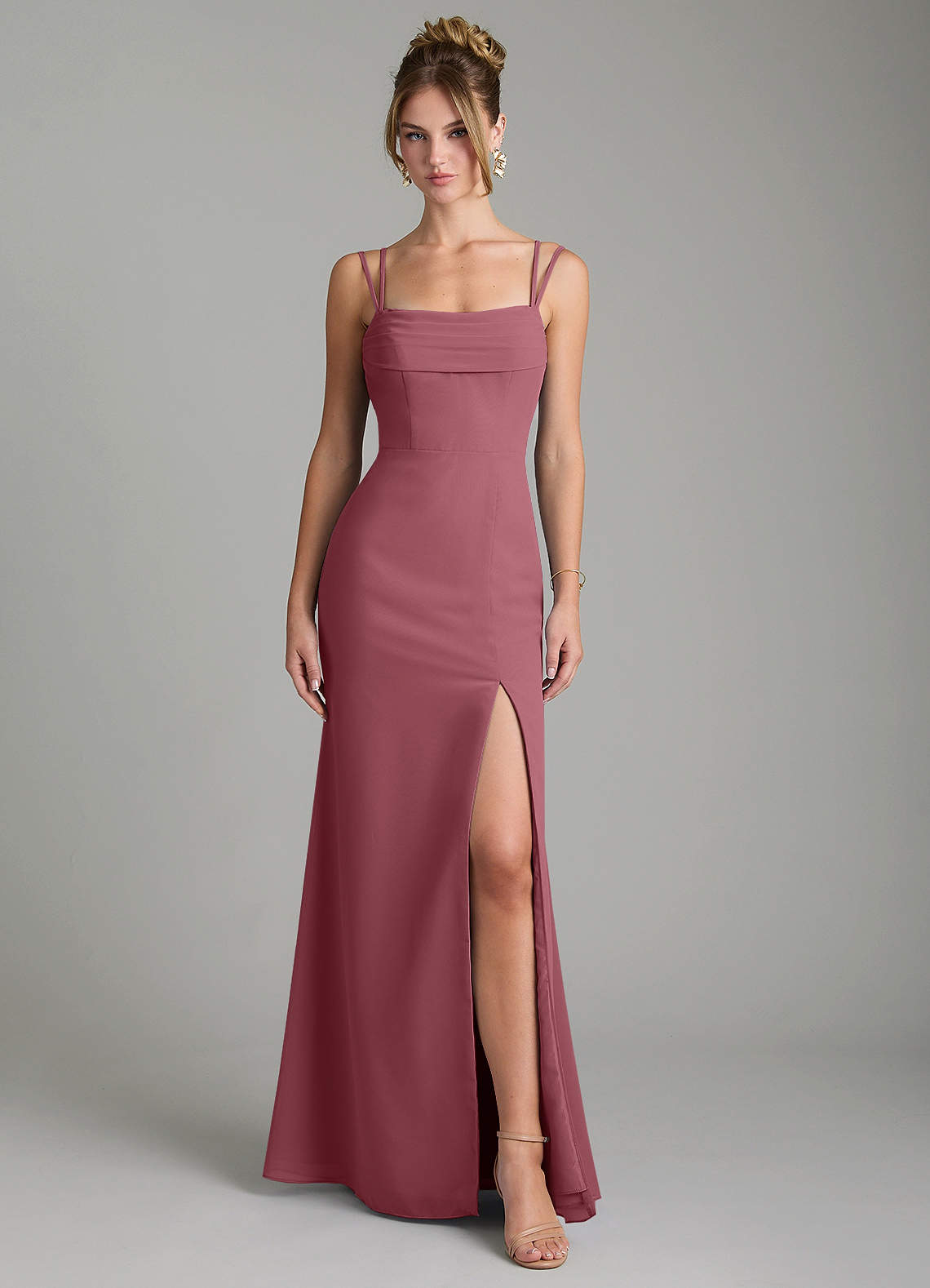 Egypt Sheath Sweetheart Chiffon Bridesmaid Dress in Desert Rose